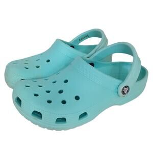 Crocs Clogs Womens 7 Slip On Water Shoes Robins Egg Blue Rubber Comfort Shoes